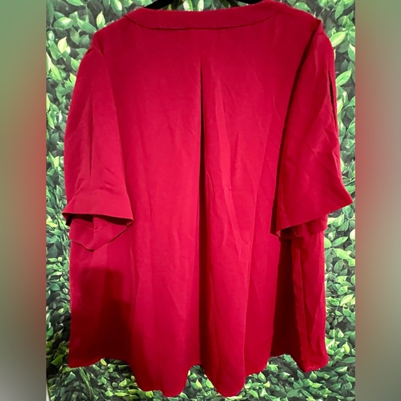 NWT Kasper Women's Vneck Pleated Blouse - Crimson 2X - Picture 7 of 8